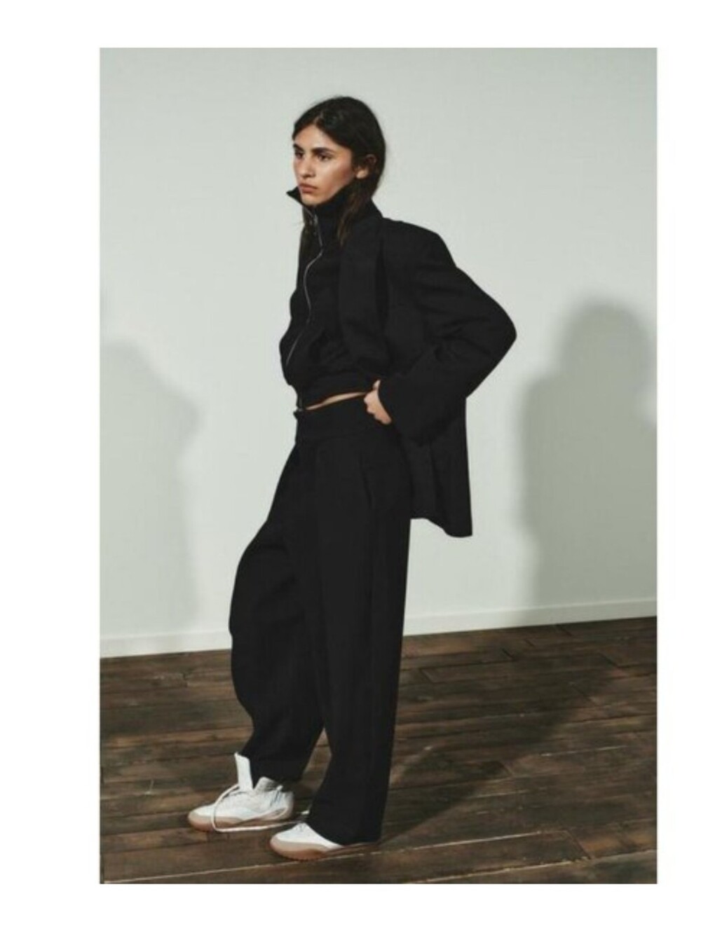 Zara Black Wide-Leg Balloon Trouser With Pleats